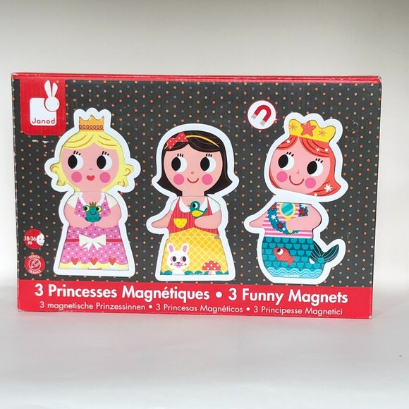 Janod Funny Wooden Magnets 3 Princesses Brand New - Picture 5 of 7